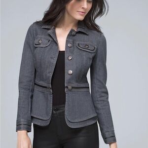 White House Black Market Gray Denim Blazer Jacket with Peplum Waist size 4 (14)